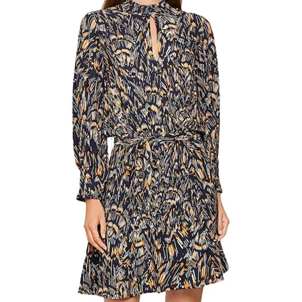 Lilia Abstract Feather Mini Dress Multicolor Patterned Size 10